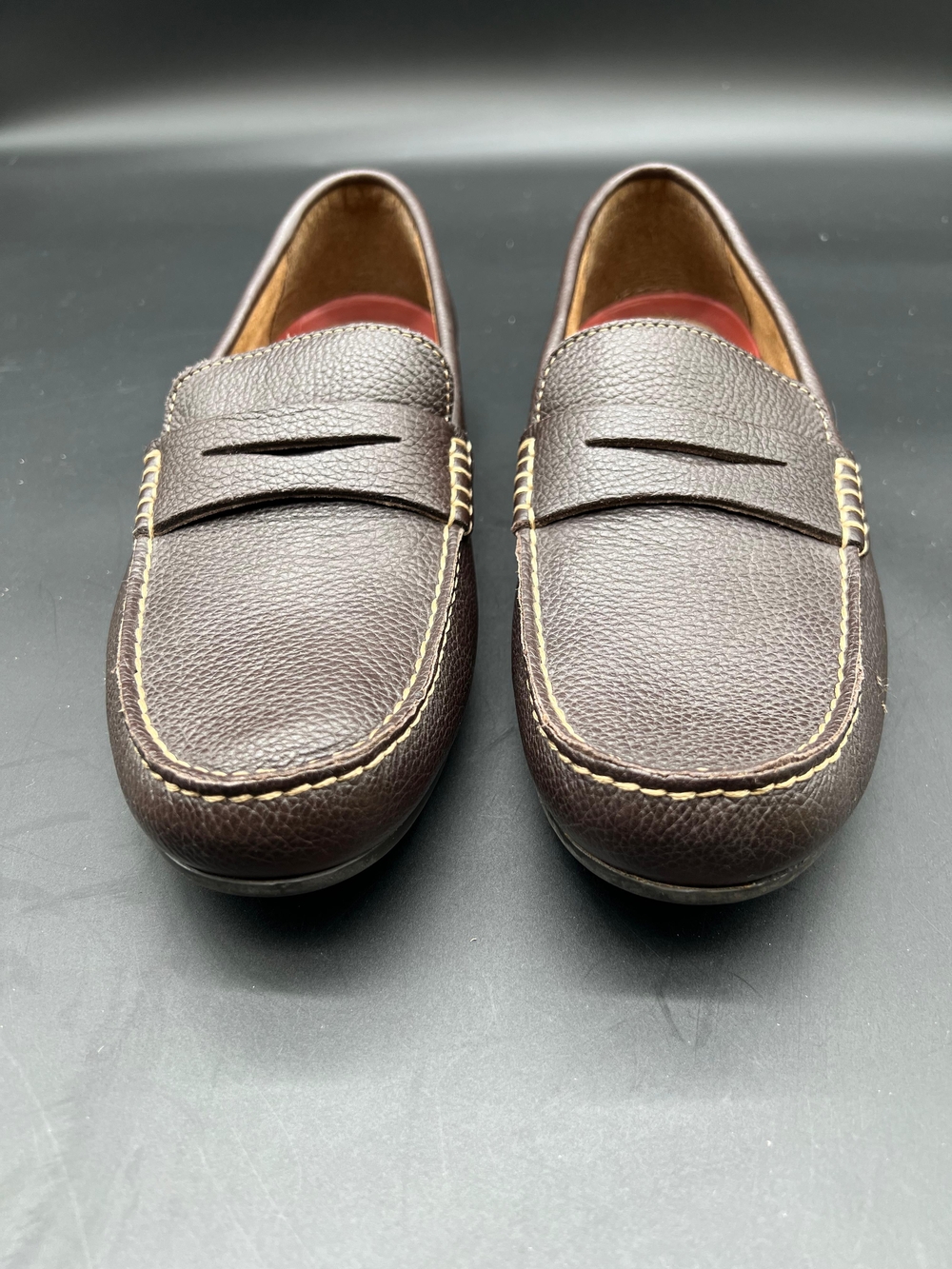 Florsheim Dark Brown Pebbled Leather Slip-On Loafers Size 9.5